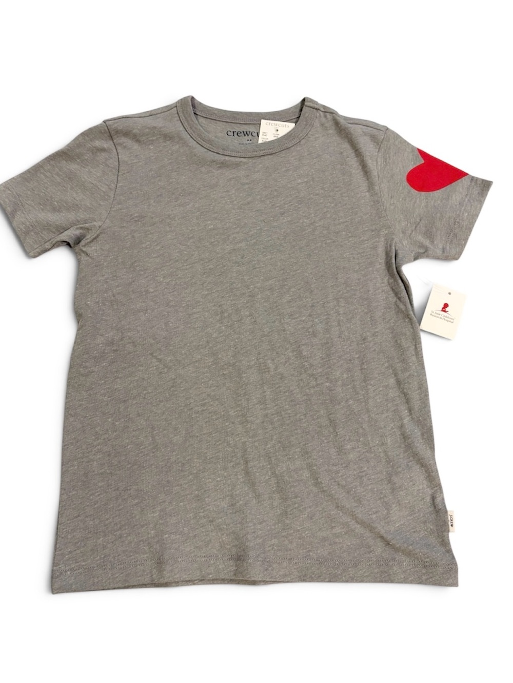 J.Crew Crewcuts Gray Tee with Red Heart Size 6-7 NEW